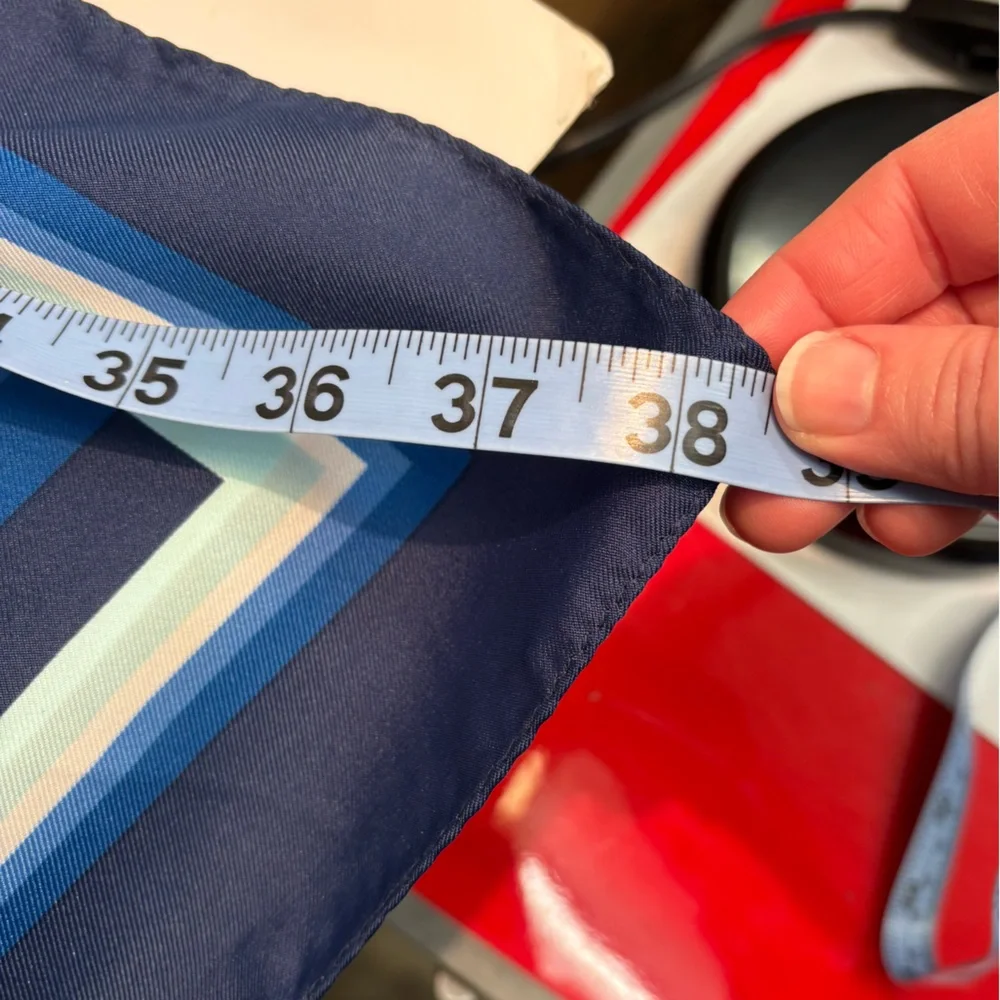 vintage Garret square scarf with mod blue lines